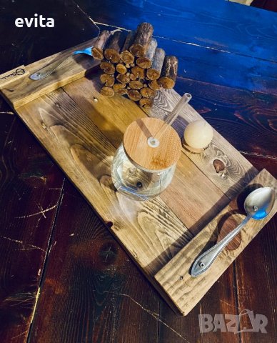 Ръчно изработен дизайнерски поднос с антични дръжки! , снимка 3 - Декорация за дома - 34462983