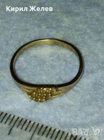 СТАРИНЕН СКЪПОЦЕНЕН с ЦИРКОНИ СРЕБЪРЕН ПРЪСТЕН с ТРИ ПЕЧАТА на МАЙСТОРА и за ПРОБАТА СРЕБРО 40065, снимка 6 - Антикварни и старинни предмети - 42474205