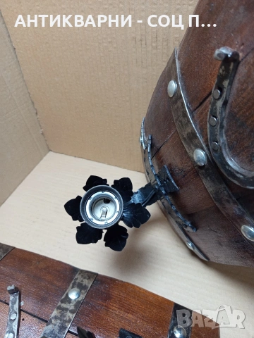 Комплект Стари Ръчно Изработени Стенни Лампи От Старо Дъбово Буре. Номер 611., снимка 7 - Антикварни и старинни предмети - 53224391