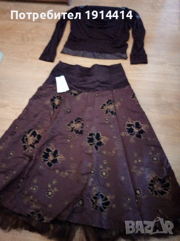 Елегантни блуза и бутикова пола сатен , снимка 6 - Поли - 39391257
