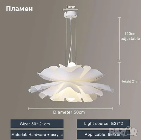 Модерен висящ пендел SAZDFY с акрилен абажур, снимка 3 - Лампи за таван - 55886820