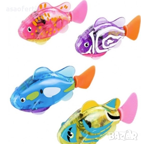 🐠 Интерактивна Робо Рибка – Плува, Свети и Се Активира от Сензор (За Вашето Дете/Котка)
