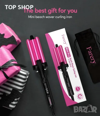 FARERY 3 Мини маша за коса за вафли за пътуване с чантичка, снимка 6 - Маши за коса - 49511672