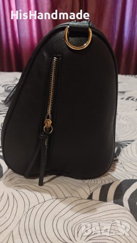 Дамска кожена черна чанта, снимка 5 - Раници - 25802666