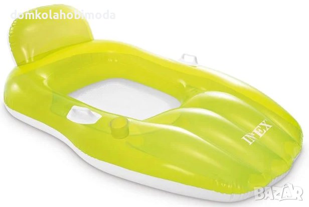  Надуваем плажен матрак Intex Chill 'n Float,163x104 cm, Мрежесто дъно, 2 здрави дръжки , снимка 2 - Басейни и аксесоари - 40527705