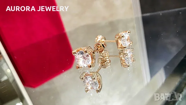 CARTIER C de Cartier Rose Gold Stud Diamond Дамски Обеци, снимка 5 - Обеци - 56111864