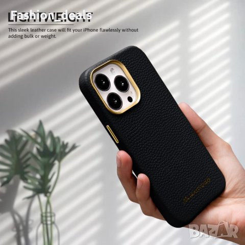 Нов Защитен кожен черен калъф кейс гръб за телефон iPhone 13 Pro 6.1 инча Айфон Защита, снимка 6 - Калъфи, кейсове - 38535149