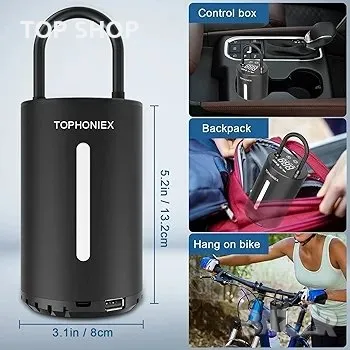 Преносим компресор за въздушна помпа Tophoniex, 150PSI ръчна електрическа помпа