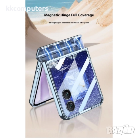 Калъф с протектор GKK за Honor Magic V Flip 2 – MagSafe, стойка и защита на пантата, електроплейтинг, снимка 8 - Калъфи, кейсове - 52144340
