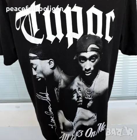 Pull&Bear 2Pac “All Eyez on Me” Тениска – Размер L, снимка 2 - Тениски - 56058797