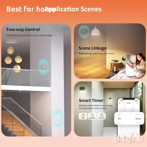 Smart Switch Съвместим с Alexa, Google Home, Home Assistant, снимка 5 - Друга електроника - 49470003