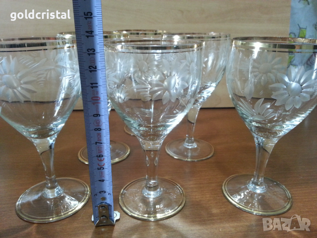 Ретро кристални чаши художествена гравюра , снимка 3 - Антикварни и старинни предмети - 44927750