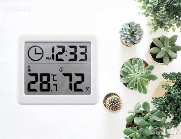 Хигрометър и термометър стаята с часовник и голям LCD екран дигитален за измерване на температура вл, снимка 11 - Друга електроника - 36629831