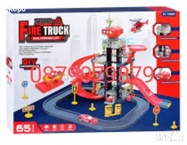 ПОЖАРНИКАРСКА ПЛОЩАДКА ,ПИСТА ,ПАРКИНГ С АСАНСЬОР 65 ЕЛЕМЕНТА С ЗВУК И СВЕТЛИНА КН0110, снимка 2 - Коли, камиони, мотори, писти - 48034555