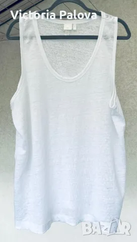 Бял топ/потник 100% лен, снимка 2 - Потници - 50379212