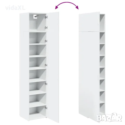 vidaXL Тесен шкаф за съхранение, бял, 45x42,5x225 см, инженерно дърво, снимка 9 - Бюфети - 56146893