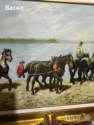 Огромна Картина масло, снимка 14 - Антикварни и старинни предмети - 54230236