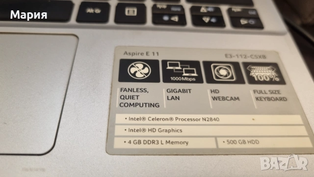 Лаптоп Acer Aspire E11 (E3-112C5XB) – за части, снимка 6 - Части за лаптопи - 53912718