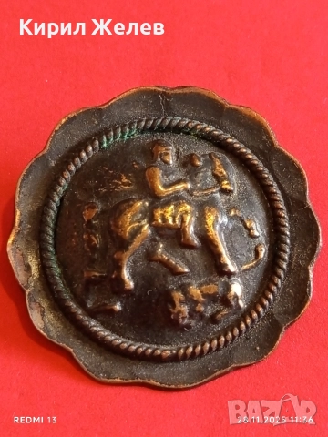 Винтидж медна брошка КОННИК ретро АРТ бижу 56661