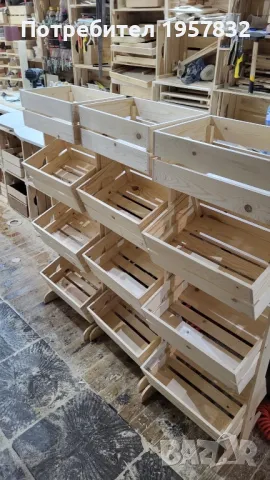 Дървени стелажи за плод и зеленчук, снимка 9 - Стелажи и щандове - 48841107