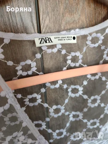 Zara прозрачна лилава блузка, снимка 3 - Блузи с дълъг ръкав и пуловери - 55926383