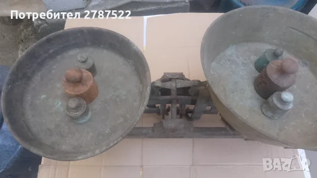Кантар с месингови тасове и грамове, снимка 4 - Везни - 55979252