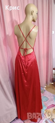 Елегантна сатенена рокля с гол гръб, размер L, снимка 2 - Рокли - 44463046
