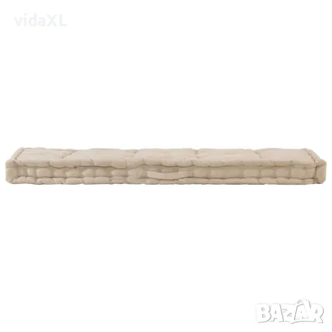 vidaXL Палетна възглавница за под, памук, 120x40x7 см, бежова, снимка 4 - Възглавници - 56147662