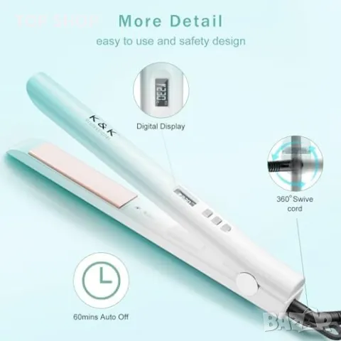 Нова Йонна преса за коса K&K плоча с керамично покритие от турмалин Прическа жени, снимка 6 - Преси за коса - 49203353