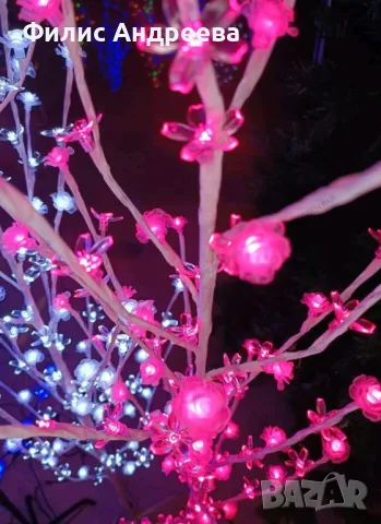 Светещо коледно дръвче Размер -60см и 90см. Лампички - 72 бр. , Цветя , червен, син , розов, жълт, снимка 1