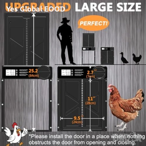 Автоматична врата за кокошарник INNOLAND LCD, снимка 7 - Други стоки за животни - 54223209