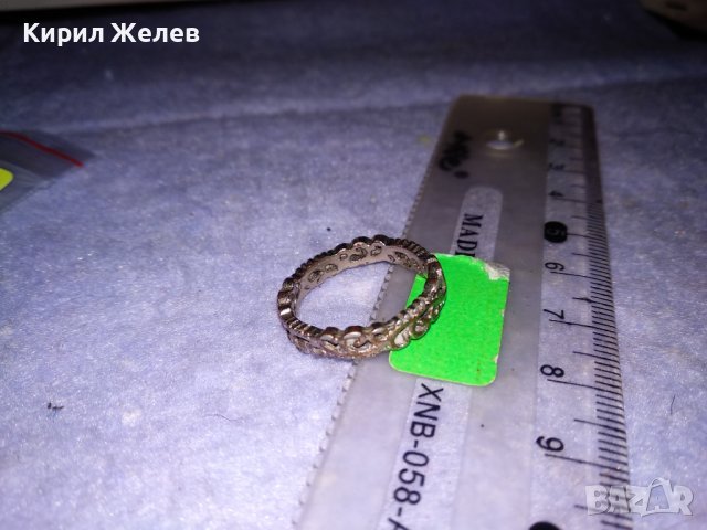 СТАР МЕДЕН ПОСРЕБРЕН АЖУРЕН РЕТРО ПРЪСТЕН Тип ХАЛКА 35021, снимка 8 - Антикварни и старинни предмети - 39633627
