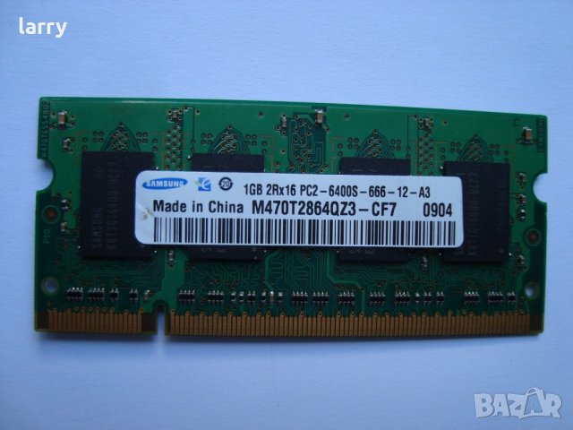 Памет за лаптоп DDR2 1GB PC2-6400 Samsung (втора употреба), снимка 2 - Части за лаптопи - 40742014