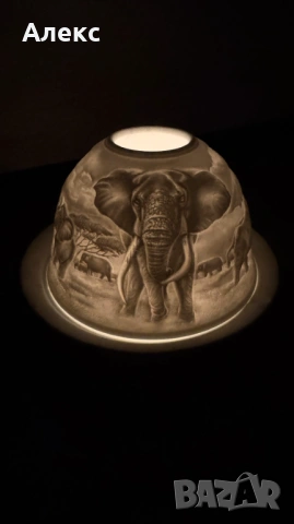 Разкошен чаен свещник, слончета–Фин порцелан! 