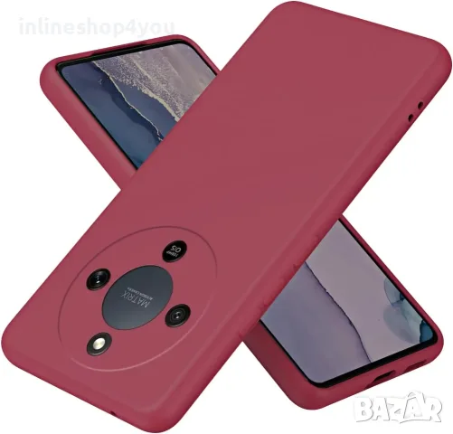 Матов Силиконов Кейс за Honor Magic8 Lite - Винено червен