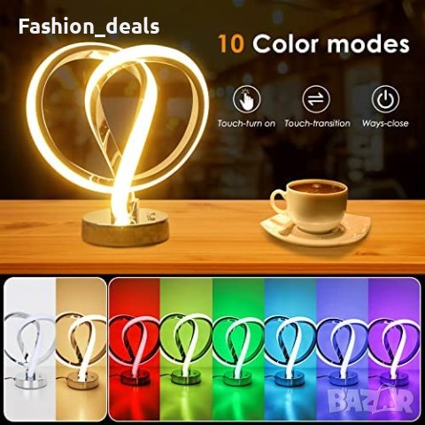 Нова модерна LED нощна светлина 10 режима RGB настолна лампа стая хол, снимка 3 - Настолни лампи - 40753941