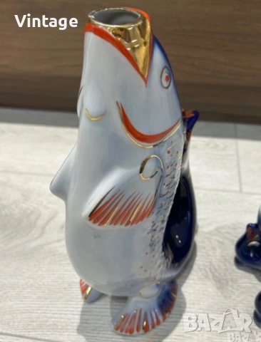 Винтидж съветски порцеланов сервиз Рибки , снимка 7 - Сервизи - 53977287