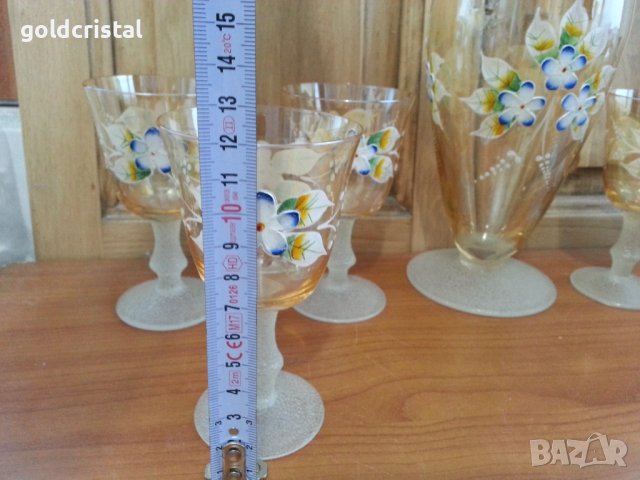 Бохемия чаши и гарафа ръчна изработка, снимка 8 - Антикварни и старинни предмети - 36770339
