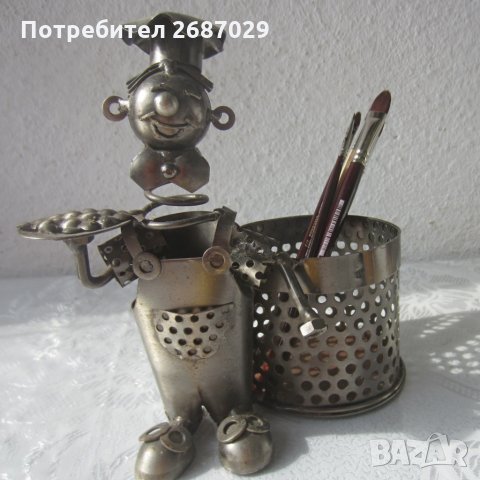 От болтове и гайки - Моливник фигура от метални части човек готвач, снимка 9 - Статуетки - 28959814