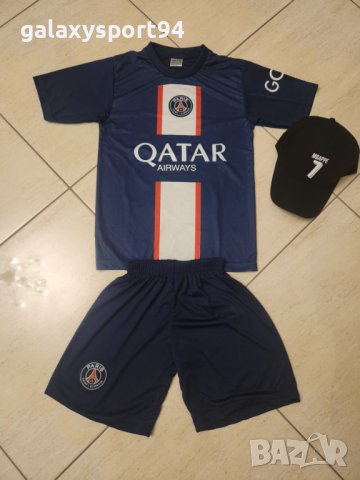 MBappe 7 PSG + Калци + Шапка 2023г Нов Детско Мбаппе ПСЖ Комплект New, снимка 5 - Футбол - 39956302