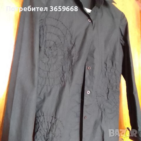 Дамска черна риза с бродерия, размер L,Нова, снимка 8 - Ризи - 40565955