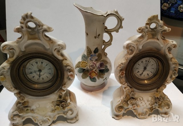 Стар порцеланов часовник, снимка 2 - Стенни часовници - 29678665