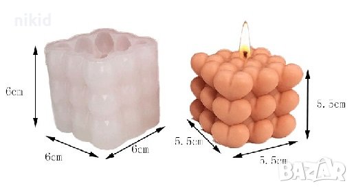 3D Кубче сърца сърце buble силиконов молд форма фондан гипс свещ шоколад, снимка 10 - Форми - 36239963