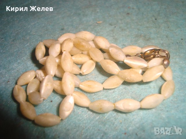 СТАР АРТ ДЕКО СКЪПОЦЕНЕН ГЕРДАН от РЪЧНО ШЛИФОВАН БЯЛ ИВИЧЕСТ АХАТ с ПОСРЕБРЕНА ЗАКОПЧАЛКА 27065, снимка 5 - Антикварни и старинни предмети - 35078554