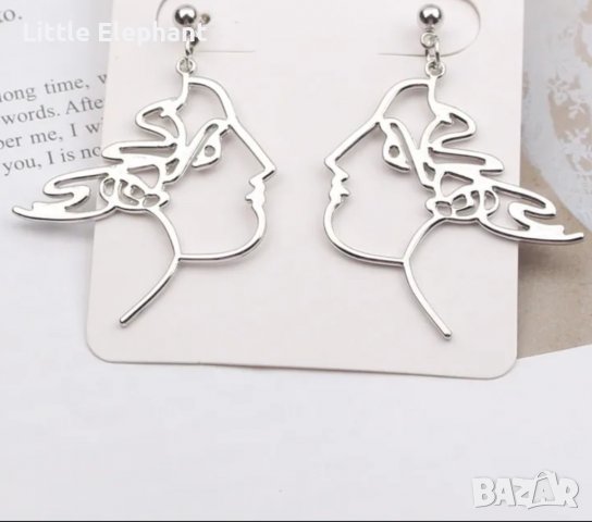 New trend abstract faces,висящи обеци женски лица/нови, снимка 1