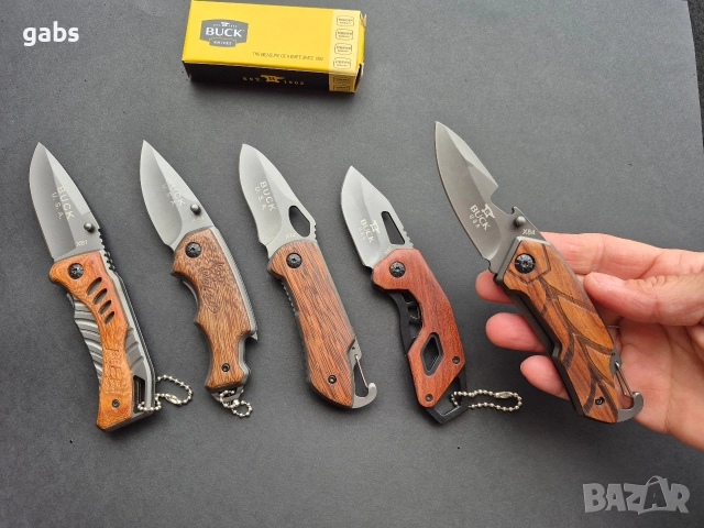 Сгъваеми джобни ножчета BUCK с дървена дръжка, снимка 11 - Ножове - 50667665