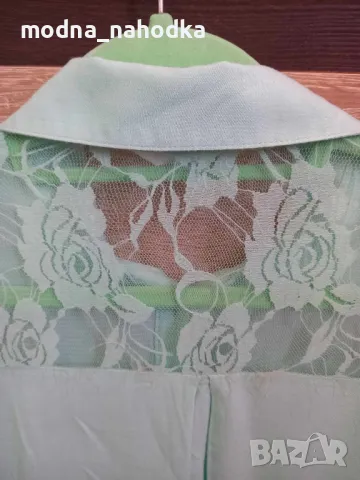 Зелена риза с дълъг ръкав, снимка 2 - Ризи - 47481665