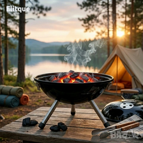 Туристическо барбекю на въглища с кълбовидна форма 37.5 x 45.5 см , снимка 4 - Други стоки за дома - 54231180
