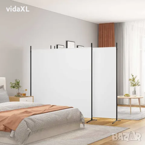 vidaXL Параван за стая, бял, 4 панела, 698x180 см, плат, снимка 2 - Паравани - 56147199