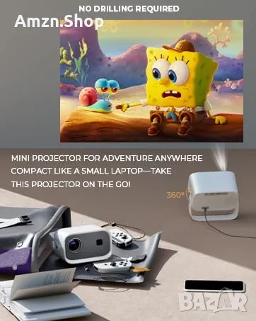 Висококачествен Проектор Jimveo 1080p Full HD  WiFi 6 и Bluetooth 5.2 Преносим проектор, снимка 9 - Плейъри, домашно кино, прожектори - 48419866
